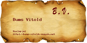 Bums Vitold névjegykártya